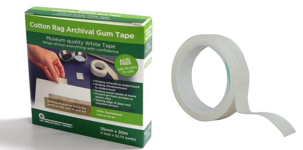 COTTON RAG ARCHIVAL GUMMED MOUNTING & HINGING TAPE 25mm x 30m PICTURE ART GLASS 
